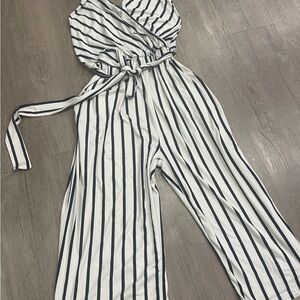 Striped Jumpsuit in Blue and White